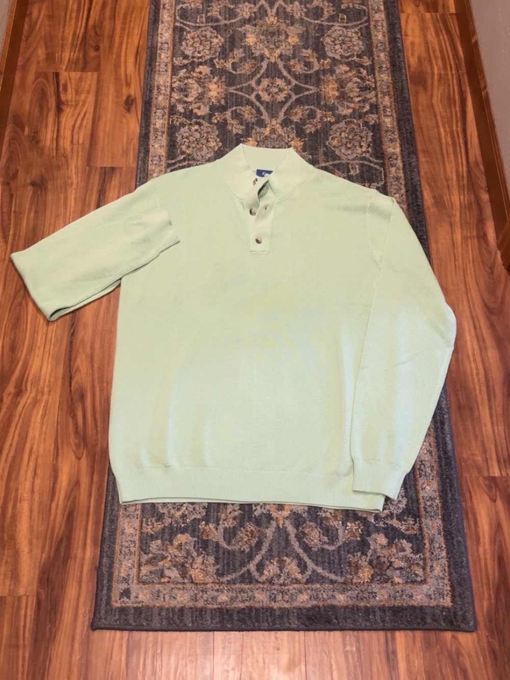 Men's Footjoy Light Mint Button-Neck Sweater